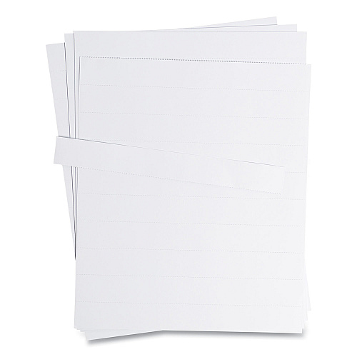 U Brands Data Card Replacement Sheet, 8.5 x 11 Sheets, Perforated at 1", White, 10/Pack (FM1615)