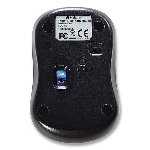 Verbatim Bluetooth Wireless Tablet Multi-Trac Blue LED Mouse, 2.4 GHz Frequency/30 ft Wireless Range, Left/Right Hand Use, Graphite (98590)