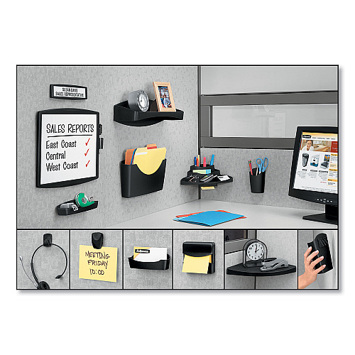 Fellowes Partition Additions Dry Erase Board, 15.38 x 13.25, White Surface, Dark Graphite HPS Frame (75905)