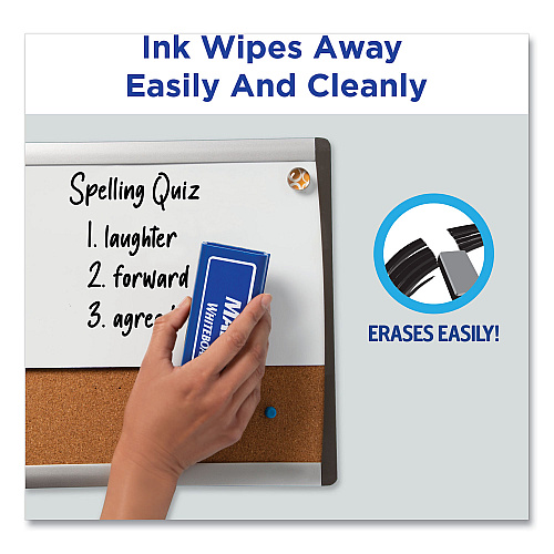 Avery MARKS A LOT Desk-Style Dry Erase Marker, Broad Chisel Tip, Black, Dozen (24408)
