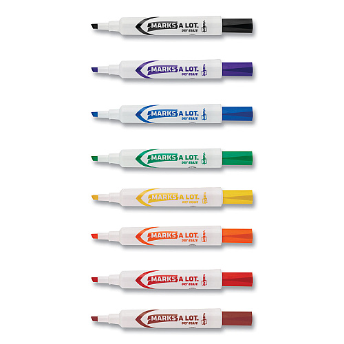 Avery MARKS A LOT Desk-Style Dry Erase Marker, Broad Chisel Tip, Assorted Colors, 8/Set (24411)
