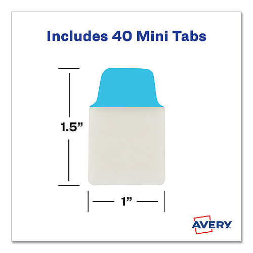 Avery Ultra Tabs Repositionable Tabs, Mini Tabs: 1" x 1.5", 1/5-Cut, Assorted Colors, 40/Pack (74760)