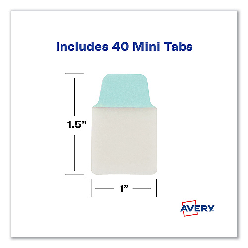 Avery Ultra Tabs Repositionable Tabs, Mini Tabs: 1" x 1.5", 1/5-Cut, Assorted Pastel Colors, 40/Pack (74761)