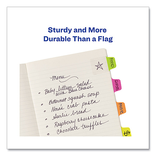 Avery Ultra Tabs Repositionable Tabs, Mini Tabs: 1" x 1.5", 1/5-Cut, Assorted Neon Colors, 80/Pack (74762)