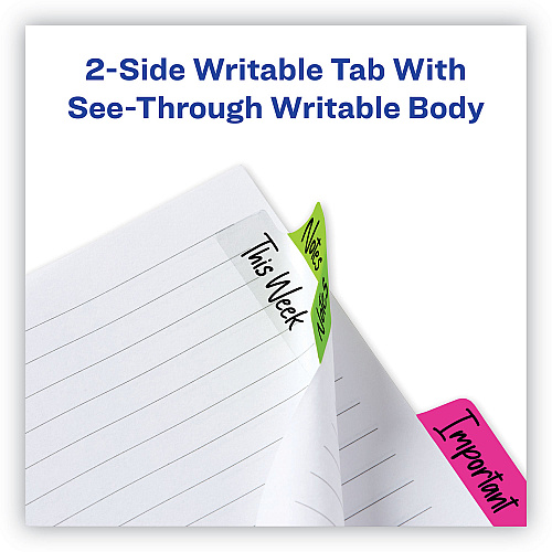 Avery Ultra Tabs Repositionable Tabs, Margin Tabs: 2.5" x 1", 1/5-Cut, Assorted Neon Colors, 24/Pack (74767)