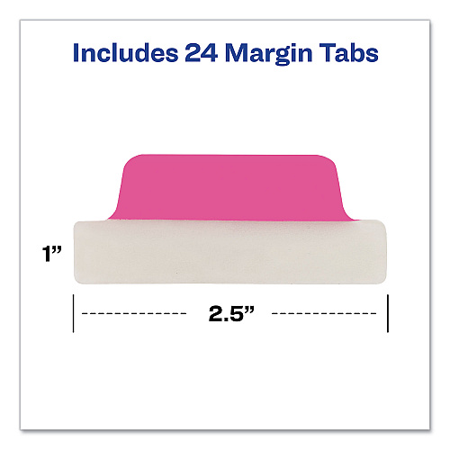 Avery Ultra Tabs Repositionable Tabs, Margin Tabs: 2.5" x 1", 1/5-Cut, Assorted Neon Colors, 24/Pack (74767)