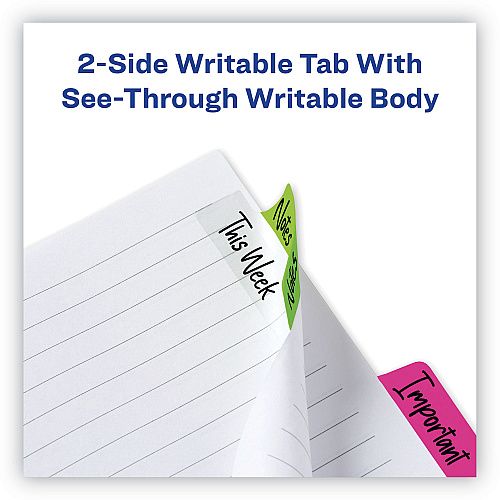 Avery Ultra Tabs Repositionable Tabs, Margin Tabs: 2.5" x 1", 1/5-Cut, Assorted Neon Colors, 48/Pack (74865)