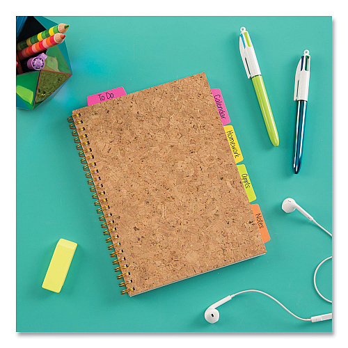 Avery Ultra Tabs Repositionable Tabs, Margin Tabs: 2.5" x 1", 1/5-Cut, Assorted Neon Colors, 48/Pack (74865)