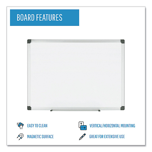 MasterVision Porcelain Value Dry Erase Board, 48 x 96, White Surface, Silver Aluminum Frame (CR1501170MV)