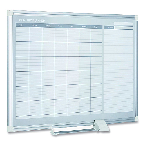 MasterVision Magnetic Dry Erase Calendar Board, One Month, 48 x 36, White Surface, Silver Aluminum Frame (GA0597830)