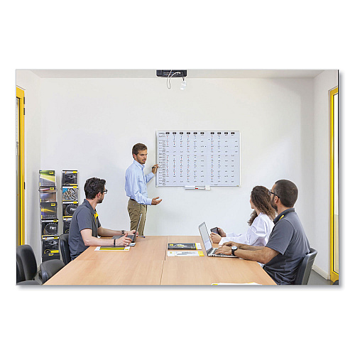 MasterVision Ruled Magnetic Steel Dry Erase Planning Board, 48 x 36, White Surface, Silver Aluminum Frame (MA0594830)