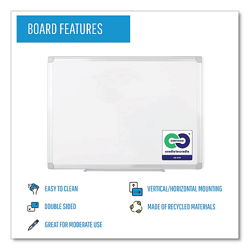MasterVision Earth Silver Easy Clean Dry Erase Boards, 96 x 48, White Surface, Silver Aluminum Frame (MA2100790)