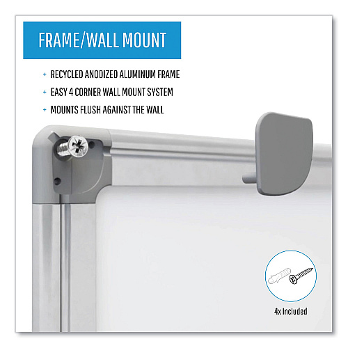 MasterVision Earth Silver Easy Clean Dry Erase Boards, 96 x 48, White Surface, Silver Aluminum Frame (MA2100790)