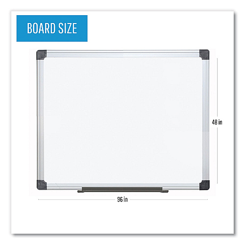 MasterVision Value Lacquered Steel Magnetic Dry Erase Board, 96 x 48, White Surface, Silver Aluminum Frame (MA2107170)