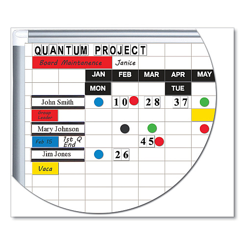 MasterVision Gridded Magnetic Steel Dry Erase Planning Board, 1 x 2 Grid, 72 x 48, White Surface, Silver Aluminum Frame (MA2792830)
