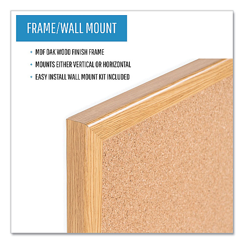 MasterVision Value Cork Bulletin Board with Oak Frame, 24 x 36, Brown Surface, Oak Frame (MC070014231)