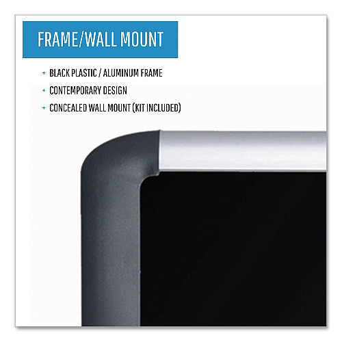 MasterVision Soft-touch Bulletin Board, 72 x 48, Black Fabric Surface, Aluminum/Black Aluminum Frame (MVI270301)
