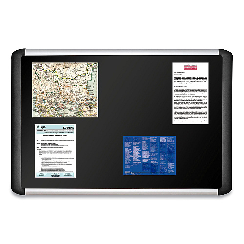 MasterVision Soft-touch Bulletin Board, 72 x 48, Black Fabric Surface, Aluminum/Black Aluminum Frame (MVI270301)