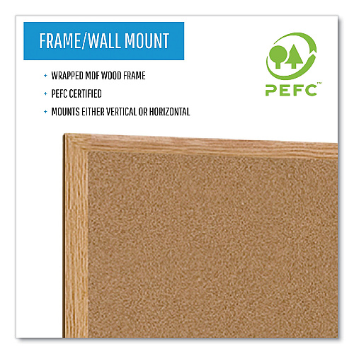 MasterVision Earth Cork Board, 48 x 36, Tan Surface, Oak Wood Frame (SB0720001233)