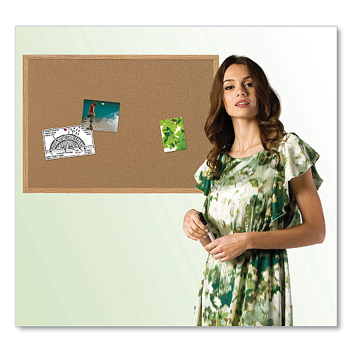 MasterVision Earth Cork Board, 48 x 36, Tan Surface, Oak Wood Frame (SB0720001233)