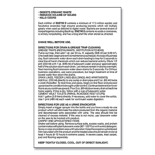 Big-D Enzym D Digester Liquid Deodorant, Lemon, 32 oz Bottle, 12/Carton (500)