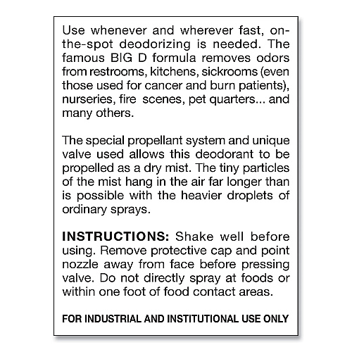 Big-D Aerosol Room Deodorant, Sunburst Scent, 15 oz Can, 12/Carton (351)