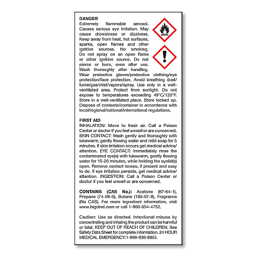 Big-D Fire D One Shot Aerosol, 5 oz Aerosol Spray, 12/Carton (202)