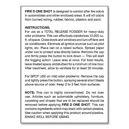 Big-D Fire D One Shot Aerosol, 5 oz Aerosol Spray, 12/Carton (202)