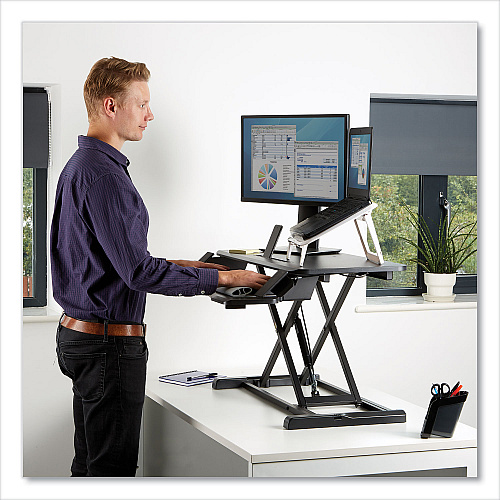 Fellowes Corsivo Sit-Stand Workstation, 31.5" x 24.25" x 16", Black (8091001)