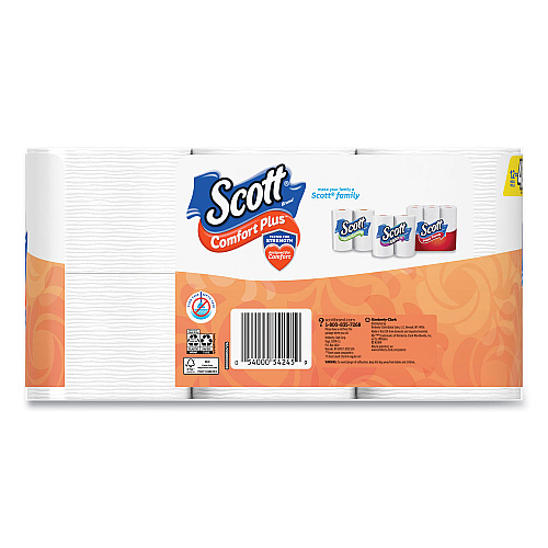 Scott&reg; ComfortPlus Toilet Paper, 1-Ply, 425 Sheets, 12 Rolls (54245)