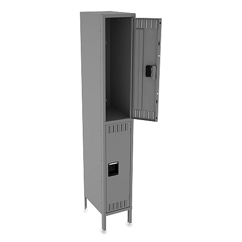 Tennsco Double Tier Locker with Legs, Single Stack, 12w x 18d x 78h, Medium Gray (DTS1218361MG)