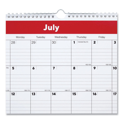 TRU RED Laminated Erasable Wall Calendar, 12 x 17, Stone/Red/Black