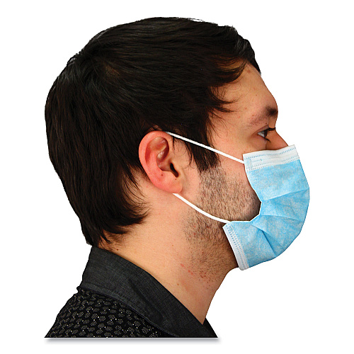 Malt By Impact Three-Ply Face Mask with Ear Loops, 50 Box, 40 Boxes/Carton (MFB3EL2K)