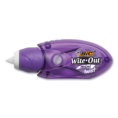 BIC Wite-Out Mini Twist Correction Tape, Non-Refillable, Blue/Fuchsia Applicators 0.2" x 314", 2/Pack (WOMTP21)