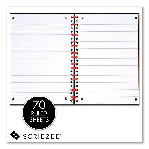 Black n' Red Flexible Cover Twinwire Notebooks, SCRIBZEE Compatible, 1-Subject, Wide/Legal Rule, Black Cover, (70) 8.25 x 5.63 Sheets (C67009)