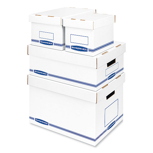 Bankers Box Organizer Storage Boxes, X-Large, 12.75" x 16.5" x 10.5", White/Blue, 12/Carton (4662401)