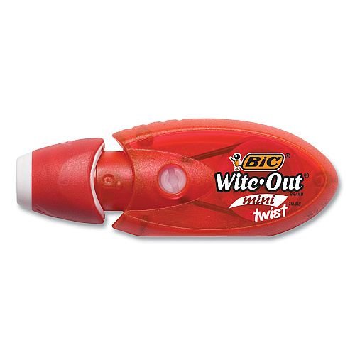 BIC Wite-Out Mini Twist Correction Tape, Non-Refillable, Blue/Fuchsia Applicators 0.2" x 314", 2/Pack (WOMTP21)