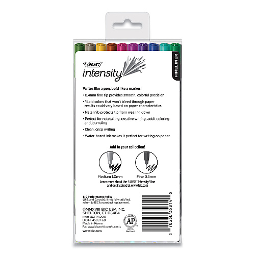 BIC Intensity Porous Point Pen, Stick, Fine 0.4 mm, Assorted Ink and Barrel Colors, 20/Pack (BCFPA201AST)