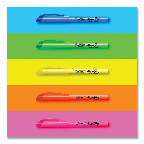 BIC Brite Liner Highlighter, Fluorescent Green Ink, Chisel Tip, Green/Black Barrel, Dozen (BL11GN)
