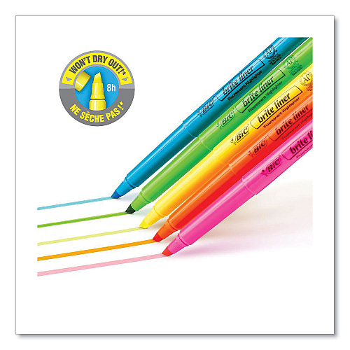 BIC Brite Liner Highlighter, Fluorescent Yellow Ink, Chisel Tip, Yellow/Black Barrel, Dozen (BL11YW)