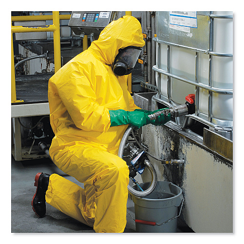 KleenGuard A70 Chemical Spray Protection Coveralls, Hooded, Storm Flap, Large, Yellow, 12/Carton (09813)