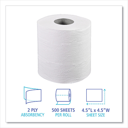 Boardwalk&reg; Standard Toilet Paper, 2-Ply, 500 Sheets, 96 Rolls (BWK6155B)