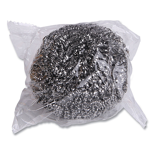 Boardwalk&reg; Stainless Steel Scrubber, Steel Gray, 12 Scrubbers (BWK50)