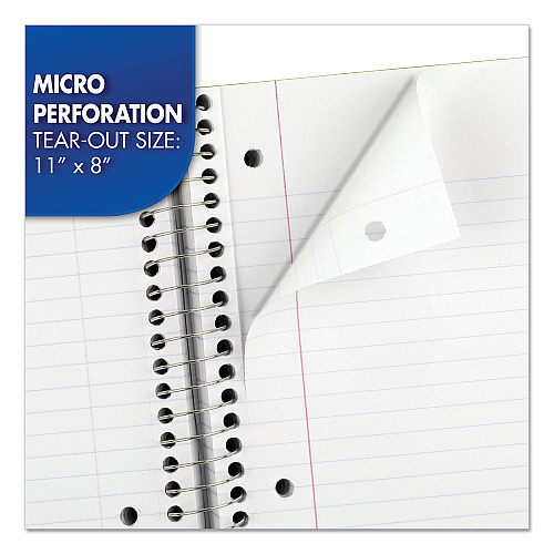 Mead Spiral Notebook, 3-Hole Punched, 1-Subject, Medium/College Rule, Randomly Assorted Cover Color, (100) 11 x 8 Sheets (06622)
