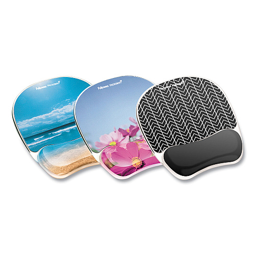 Fellowes Photo Gel Mouse Pad with Wrist Rest with Microban Protection, 9.25 x 7.87, Pink Flowers Design (9179001)