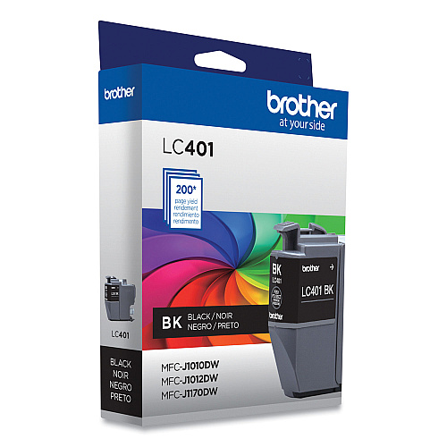 Brother LC401BKS Ink, 200 Page-Yield, Black