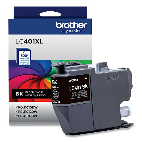 Brother LC401XLBKS High-Yield Ink, 500 Page-Yield, Black