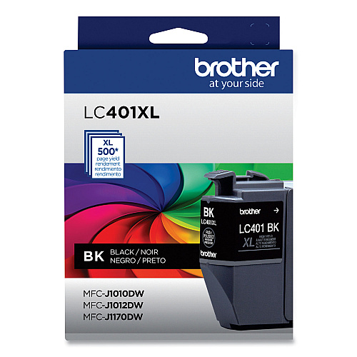 Brother LC401XLBKS High-Yield Ink, 500 Page-Yield, Black