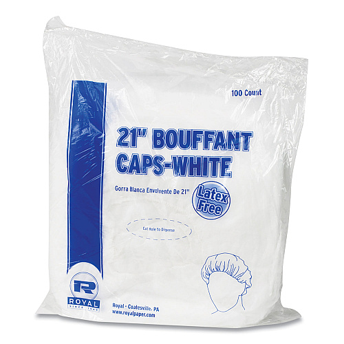 AmerCareRoyal Latex-Free Operating Room Cap, Pleated, Polypropylene, 21", White, 100 Caps/Pack, 10 Packs/Carton (RP110NWP)