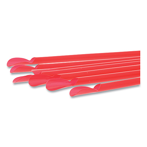 AmerCareRoyal Jumbo Spoon Straw, 10.25", Plastic, Red, 300/Pack, 18 Packs/Carton (RJSS10)